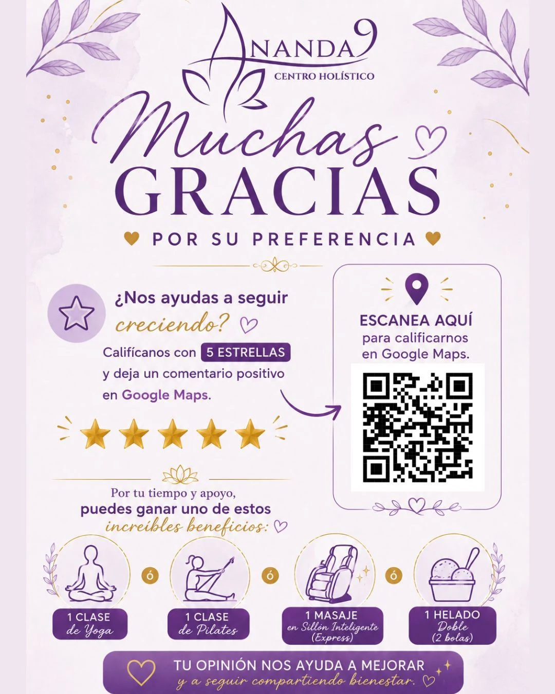 Promoción de agradecimiento por la preferencia de clientes de Ananda 9